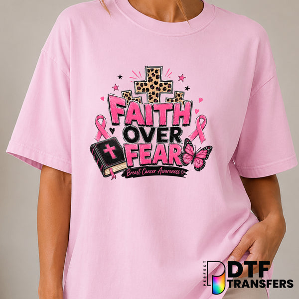 Faith Over Fear – Cancer Awareness DTF Transfer (view 1 of 2) – by Perfect DTF Transfers – Premade DTF Transfers – Cancer...