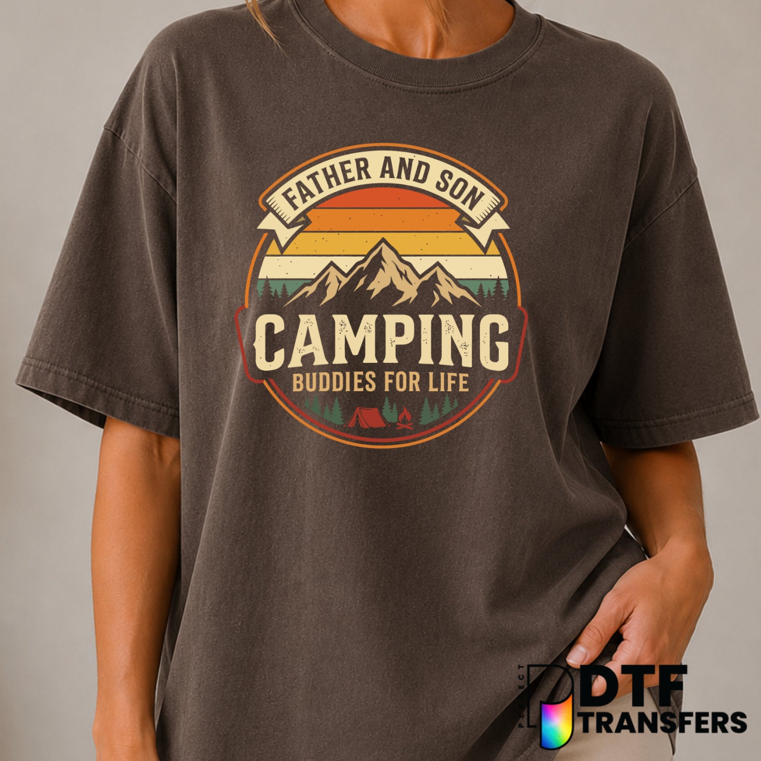Father and Son Camping Buddies For Life – Camping DTF Transfer (view 2 of 2) – by Perfect DTF Transfers – Premade DTF Tran...