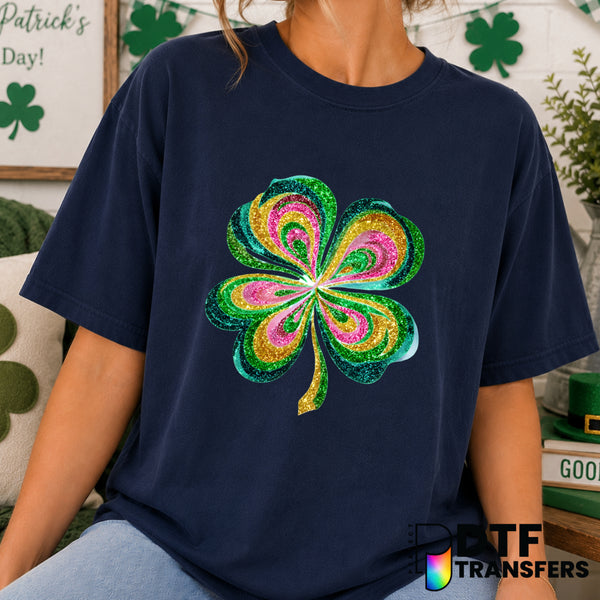 Faux Glitter Clover – St. Patrick's Day DTF Transfer (view 2 of 2) – by Perfect DTF Transfers – Premade DTF Transfers – St...