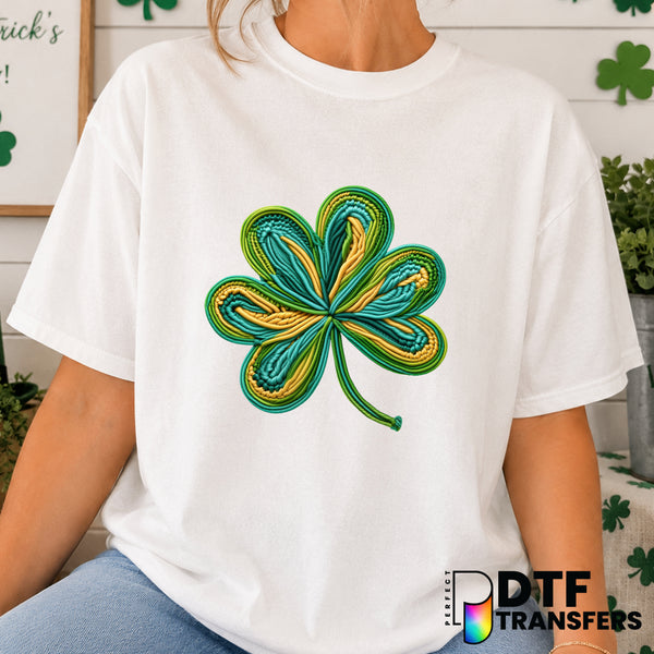 Faux Yarn Colorful Clover – St. Patrick's Day DTF Transfer (view 2 of 2) – by Perfect DTF Transfers – Premade DTF Transfer...