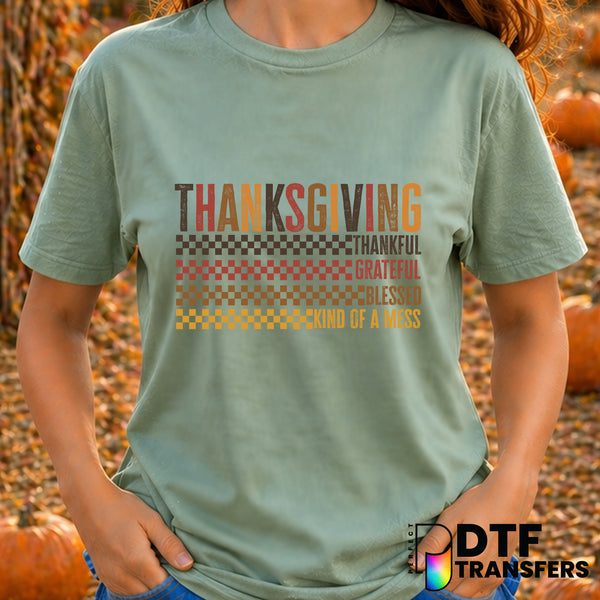 Thanksgiving Retro Checkered Fall Autumn – Thanksgiving DTF Transfer