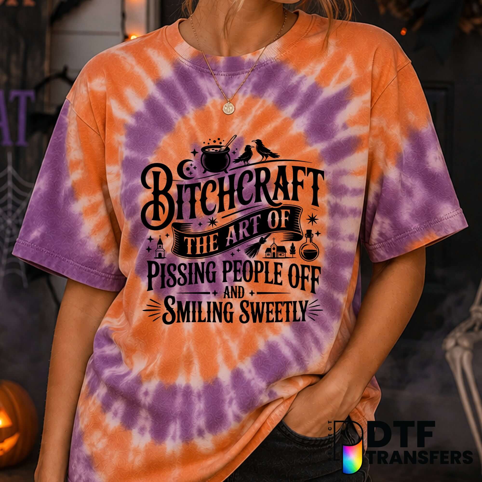 Witch Hat & Crescent Moon – Halloween DTF Transfer