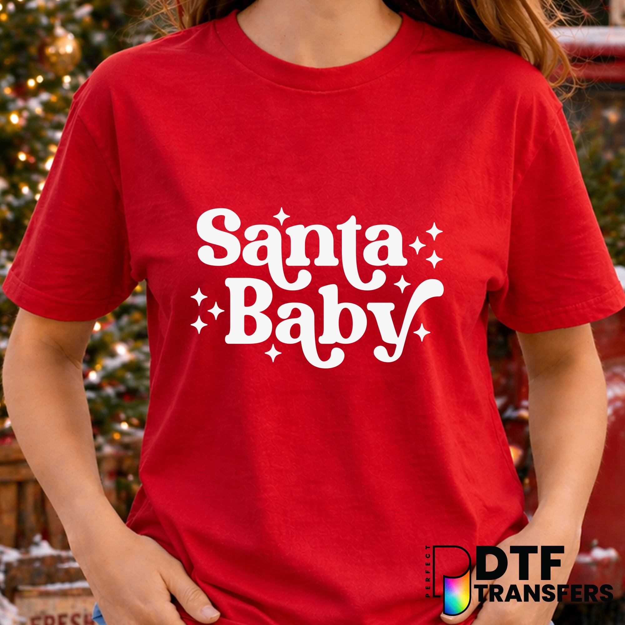 SANTA BABY SPARKLE WHITE CHRISTMAS – Christmas DTF Transfer