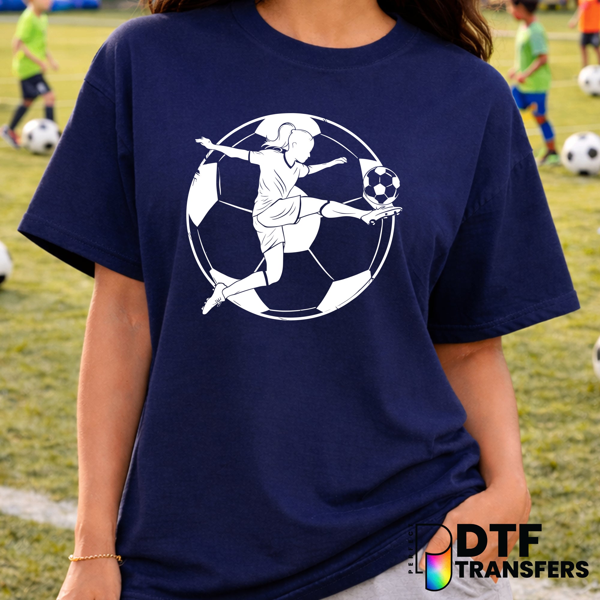 Soccer Girl Kicking – Soccer DTF Transfer