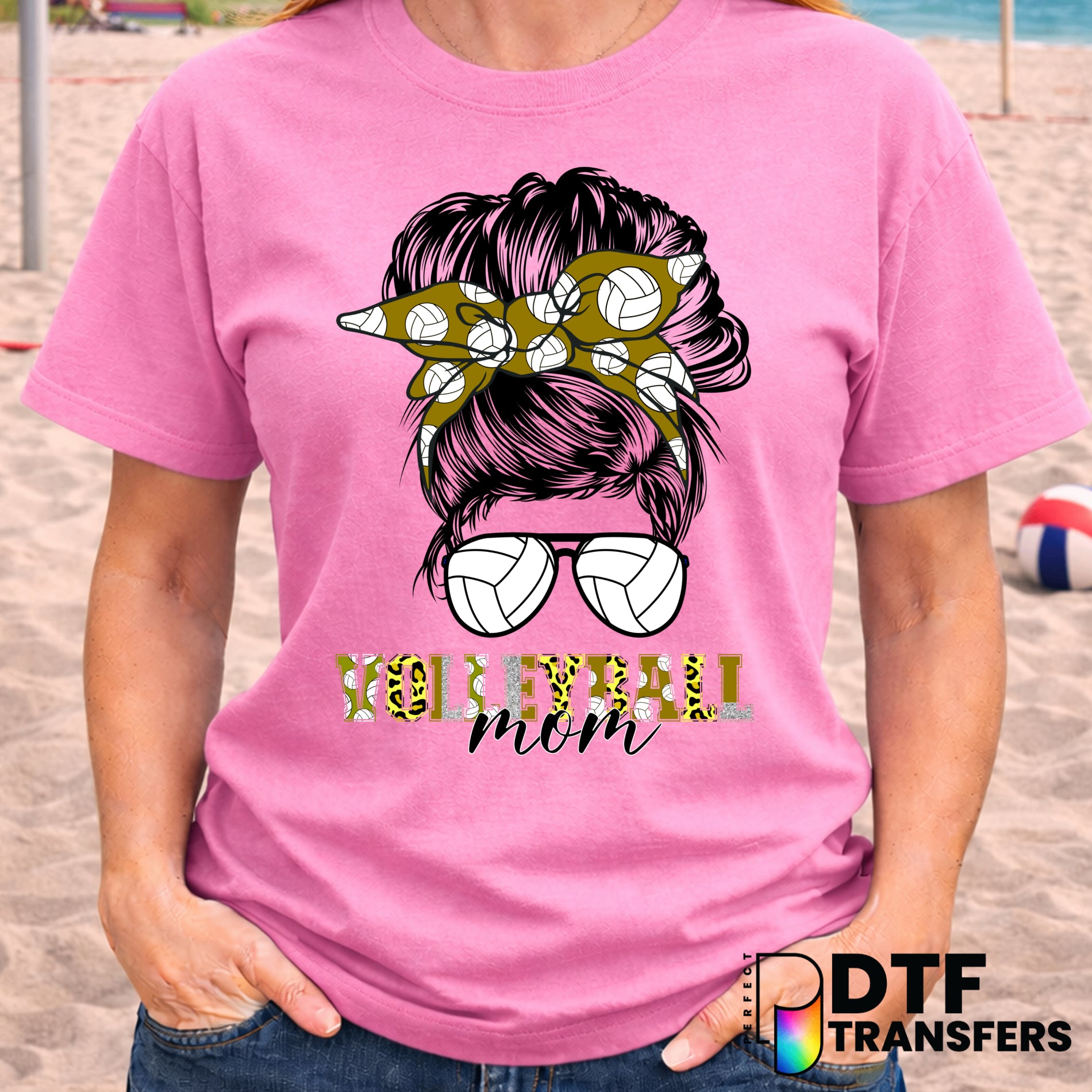 Volleyball Mom Hot Mess Messy Bun – Volleyball DTF Transfer