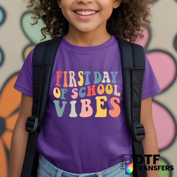 First Day of School Vibes Welcome Back to School – School Bus Books Teacher DTF Transfer