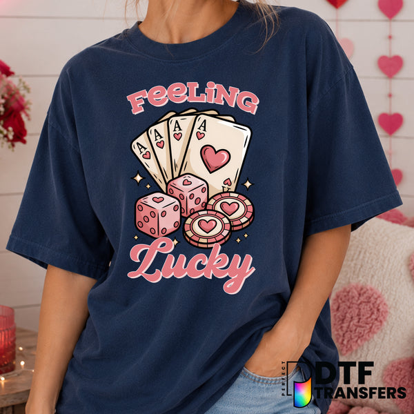 Feeling Lucky Aces Valentine's Day – DTF Transfer (view 1 of 2) – by Perfect DTF Transfers – Premade DTF Transfers – Valen...