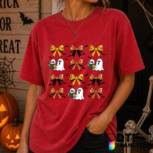 Cute Ghost with Coquette Bow – Halloween DTF Transfer