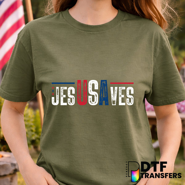 Jesus Saves USA – Fourth of July DTF Transfer