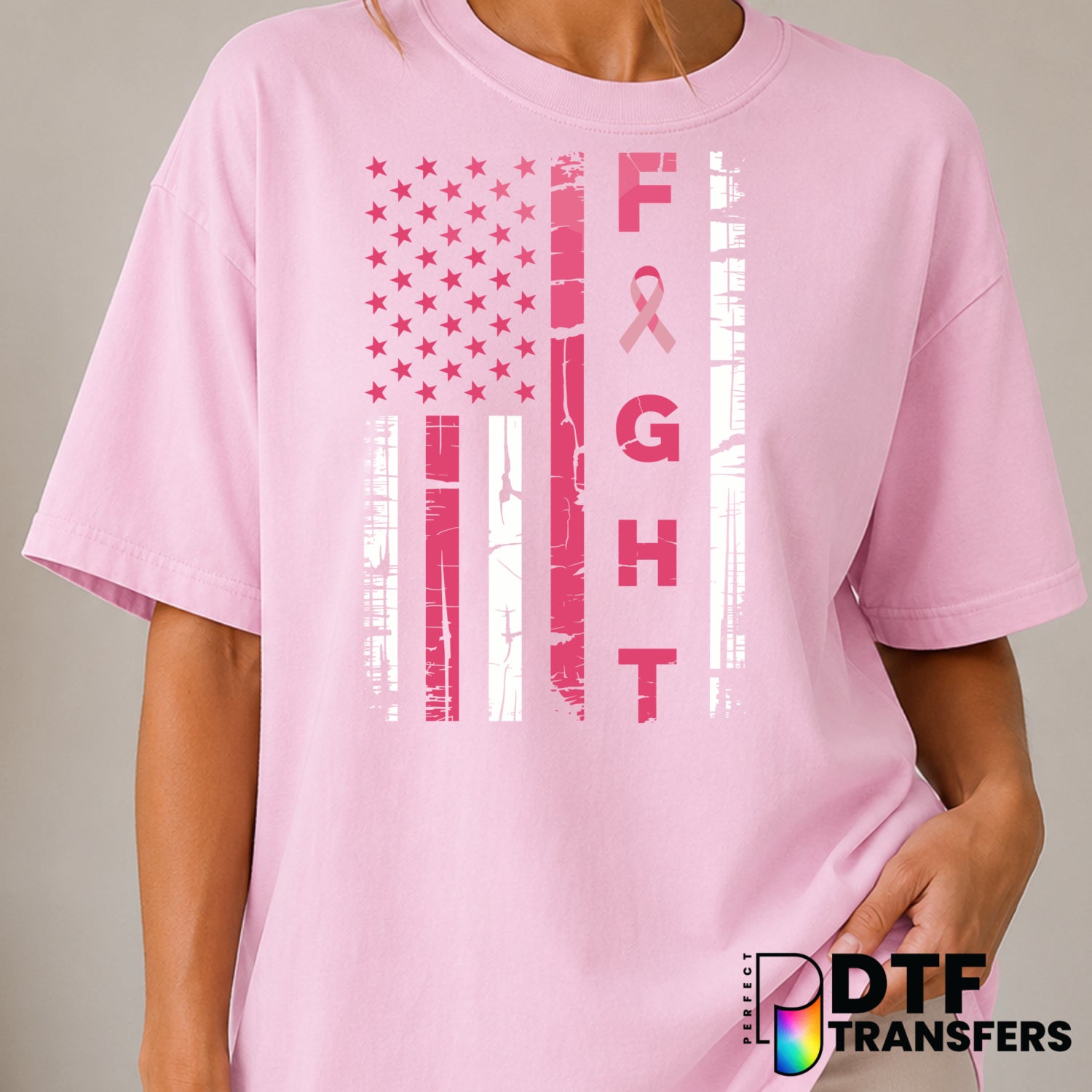 FIGHT – Cancer Awareness DTF Transfer (view 1 of 2) – by Perfect DTF Transfers – Premade DTF Transfers – Cancer Awareness,...