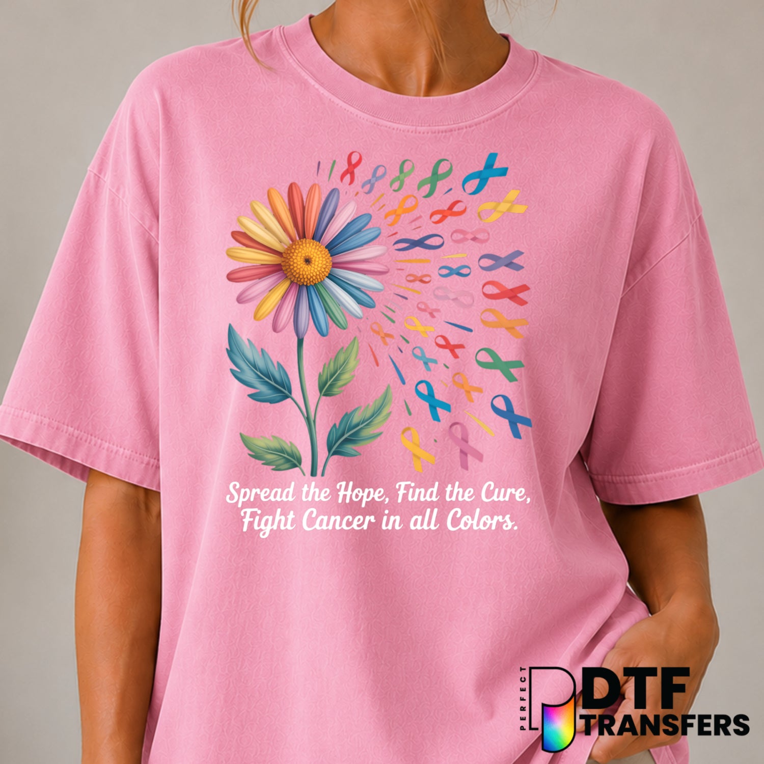 Fight Cancer In All Colors – Cancer Awareness DTF Transfer (view 1 of 2) – by Perfect DTF Transfers – Premade DTF Transfer...