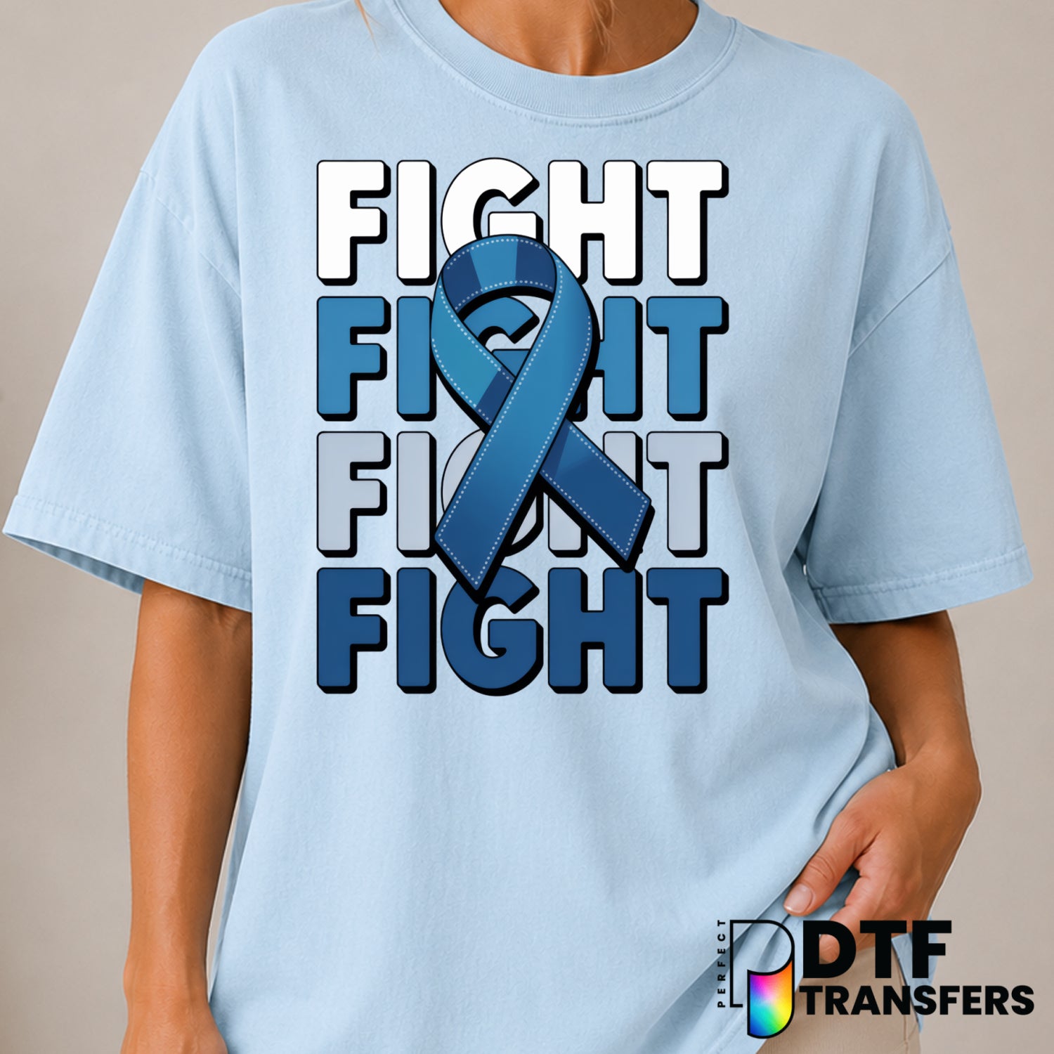 Fight – Diabetes Awareness DTF Transfer (view 2 of 2) – by Perfect DTF Transfers – Premade DTF Transfers – Diabetes Awaren...