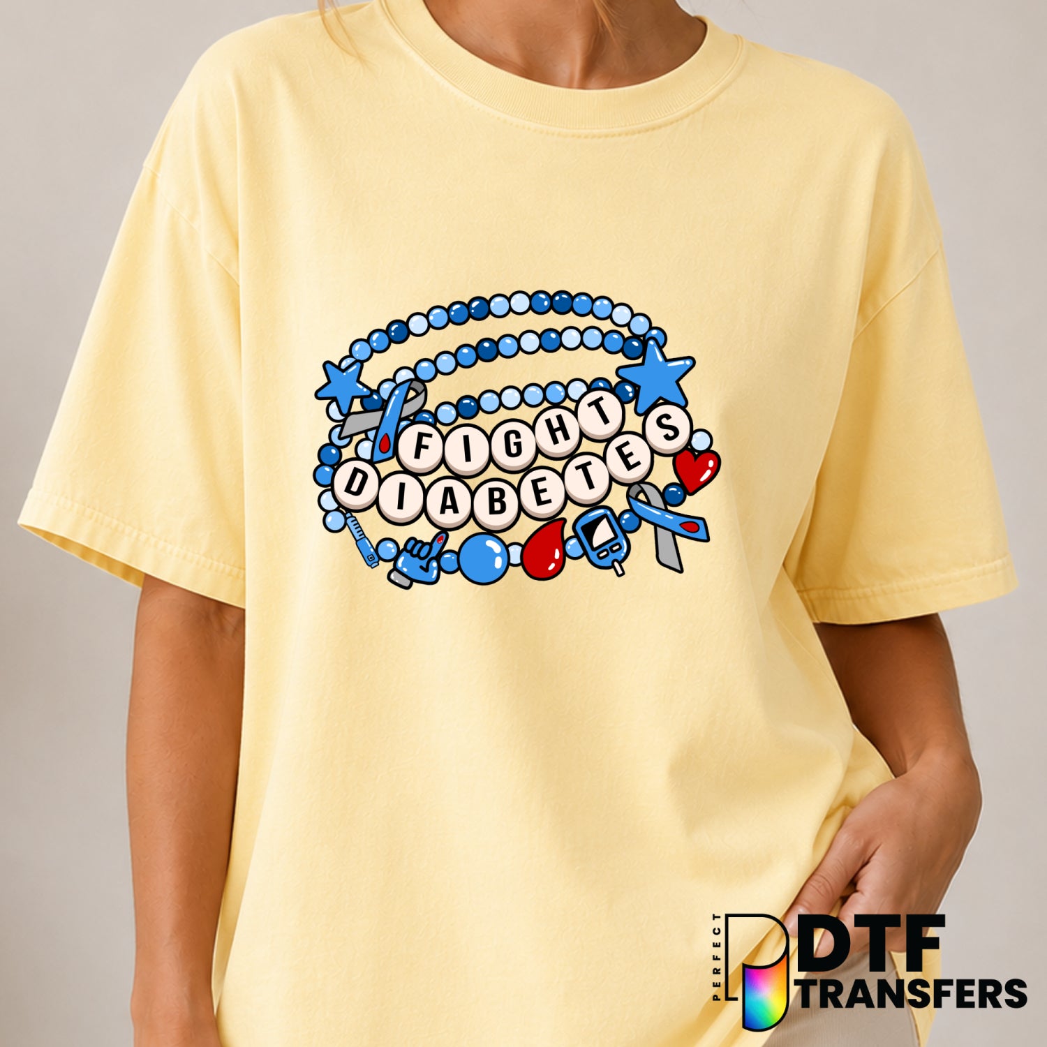 Fight Diabetes Diabetes Awareness Cute – Diabetes Awareness DTF Transfer (view 2 of 2) – by Perfect DTF Transfers – Premad...