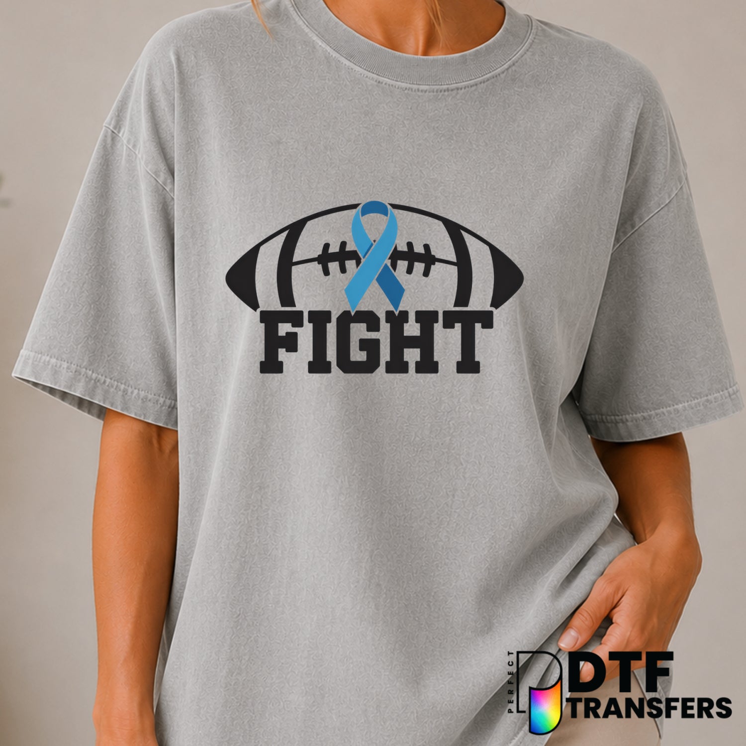 Fight Football Diabetes Awareness – DTF Transfer (view 1 of 2) – by Perfect DTF Transfers – Premade DTF Transfers – Diabet...