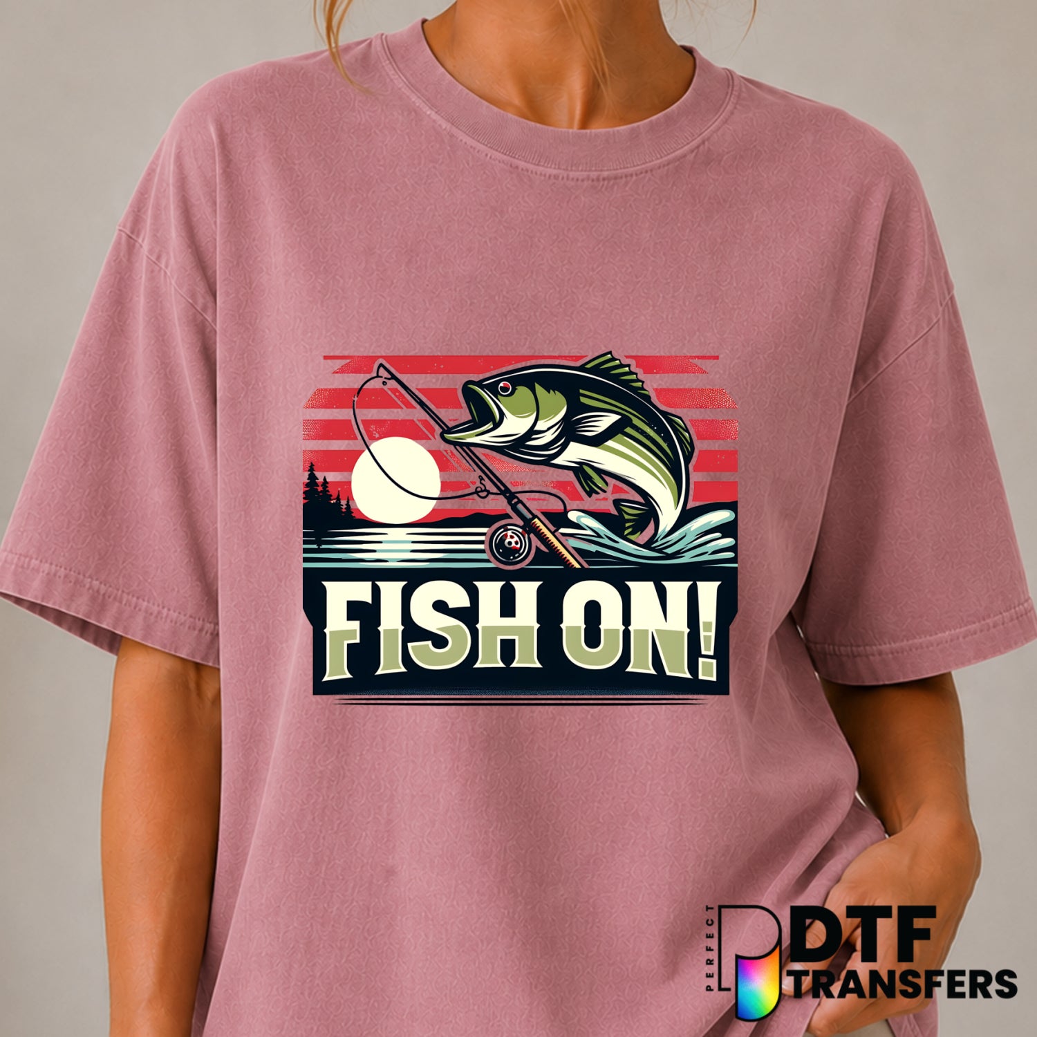 Fish On Bass Fishing – Fishing DTF Transfer (view 2 of 2) – by Perfect DTF Transfers – Premade DTF Transfers – Fishing, Ou...