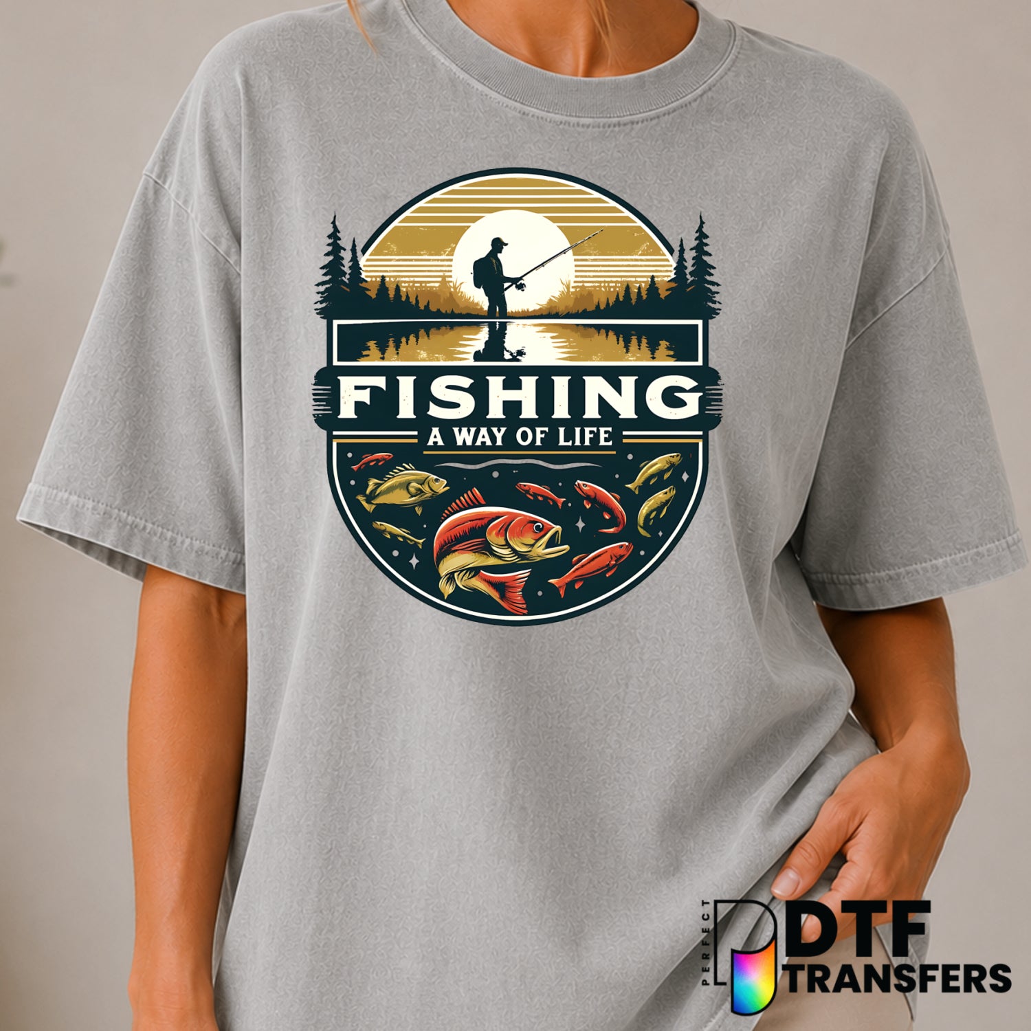 FISHING A WAY OF LIFE – Fishing DTF Transfer (view 1 of 2) – by Perfect DTF Transfers – Premade DTF Transfers – Fishing, O...