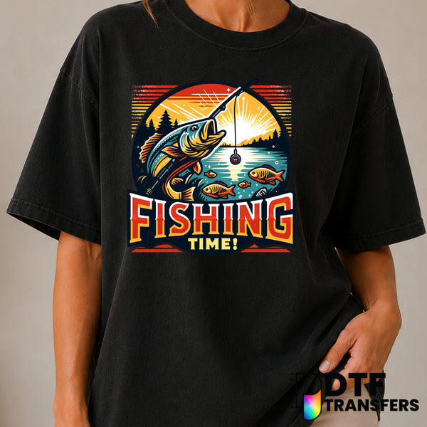 Fishing Time Sunset Lake Life – Fishing DTF Transfer (view 1 of 2) – by Perfect DTF Transfers – Premade DTF Transfers – Fi...