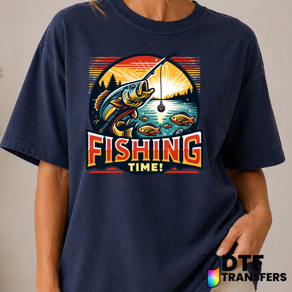 Fishing Time Sunset Lake Life – Fishing DTF Transfer (view 2 of 2) – by Perfect DTF Transfers – Premade DTF Transfers – Fi...