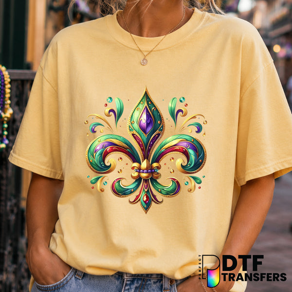 Fleur De Lis Jewels – Mardi Gras DTF Transfer (view 1 of 2) – by Perfect DTF Transfers – Premade DTF Transfers – Mardi Gra...