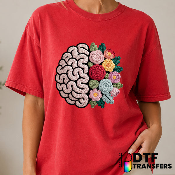Floral Brain – Mental Health Awareness DTF Transfer (view 1 of 2) – by Perfect DTF Transfers – Premade DTF Transfers – Men...