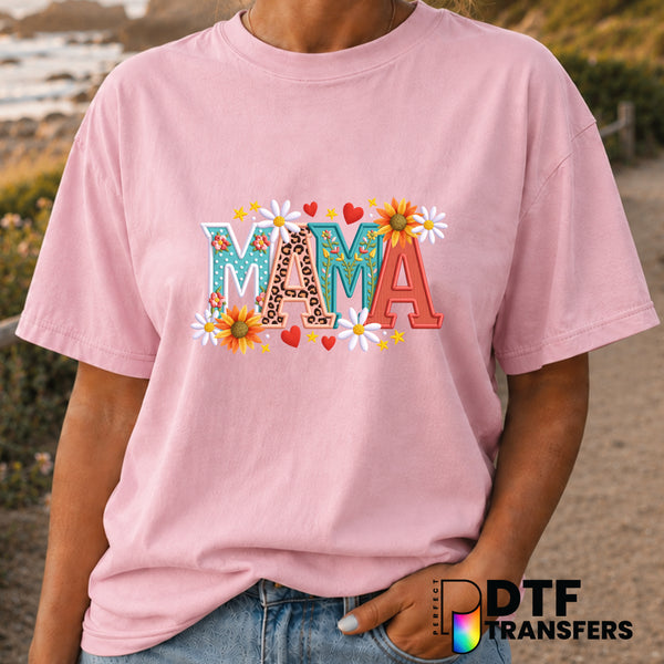 Floral Leopard Mama – Mother's Day DTF Transfer (view 1 of 2) – by Perfect DTF Transfers – Premade DTF Transfers – Mother'...