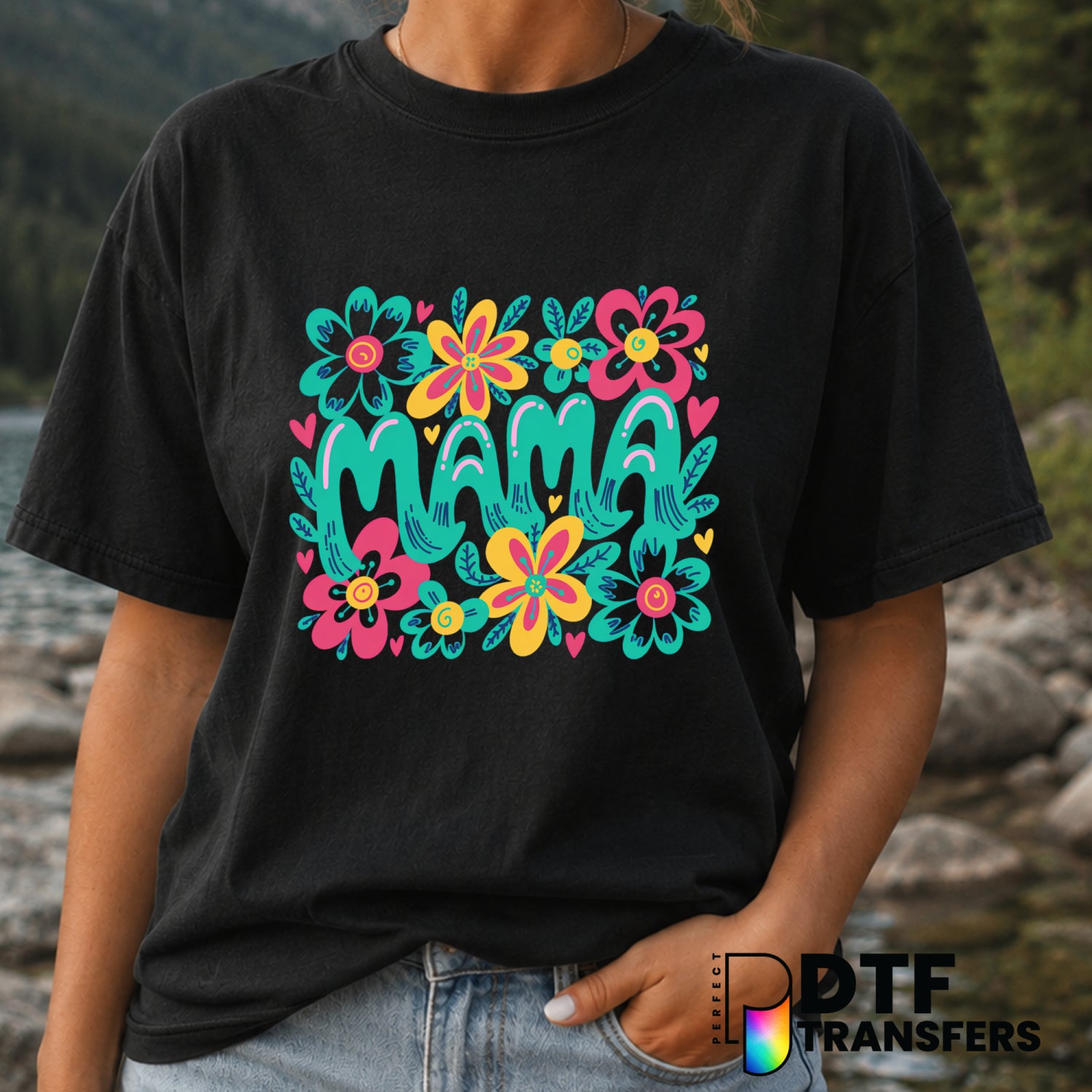 Floral Retro Mama – Mother's Day DTF Transfer (view 1 of 2) – by Perfect DTF Transfers – Premade DTF Transfers – Mother's...