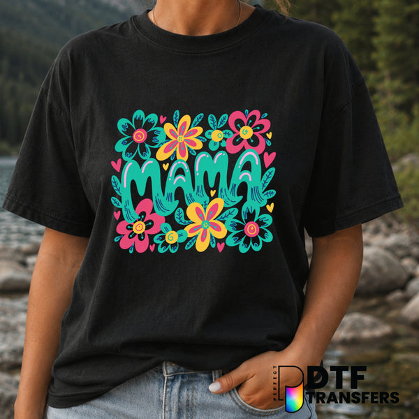 Floral Retro Mama – Mother's Day DTF Transfer (view 1 of 2) – by Perfect DTF Transfers – Premade DTF Transfers – Mother's...