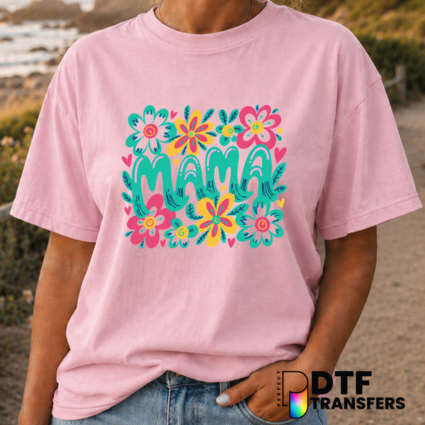 Floral Retro Mama – Mother's Day DTF Transfer (view 2 of 2) – by Perfect DTF Transfers – Premade DTF Transfers – Mother's...