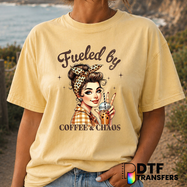 Fueled By Coffee and Chaos – Mother's Day DTF Transfer (view 1 of 2) – by Perfect DTF Transfers – Premade DTF Transfers –...