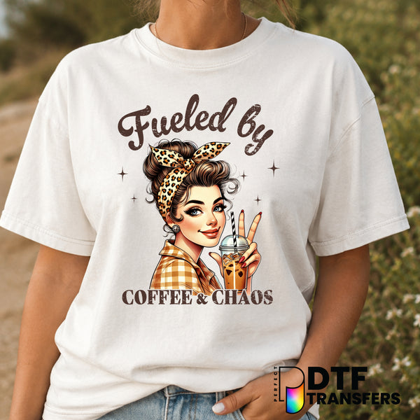 Fueled By Coffee and Chaos – Mother's Day DTF Transfer (view 2 of 2) – by Perfect DTF Transfers – Premade DTF Transfers –...