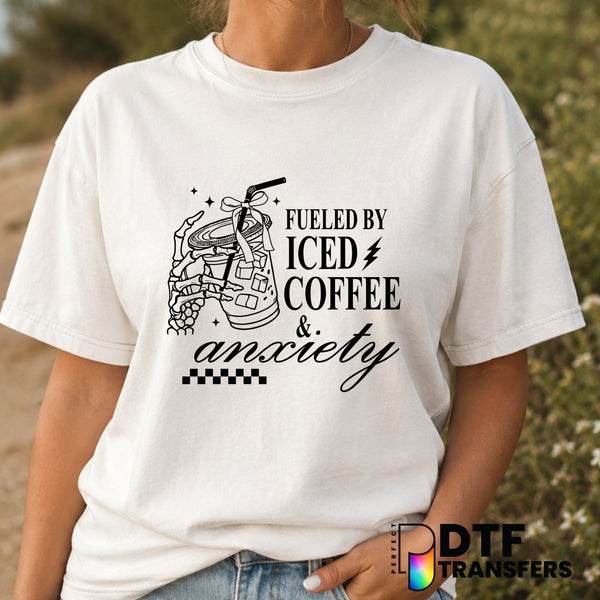 Fueled By Iced Coffee and Anxiety Skeleton Coquette Mother's Day DTF Transfer (view 2 of 2) – by Perfect DTF Transfers – P...