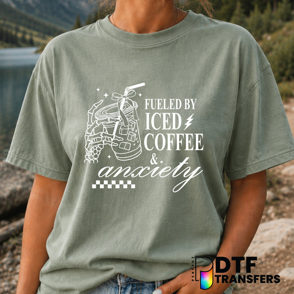 Fueled By Iced Coffee & Anxiety Skeleton Coquette – Mother's Day DTF Transfer (view 2 of 2) – by Perfect DTF Transfers – P...