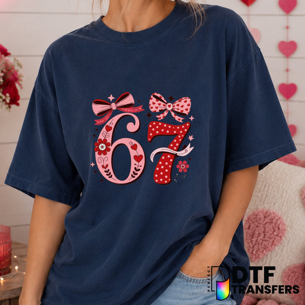 Funny 67 Coquette Floral – Valentine's Day DTF Transfer (view 1 of 2) – by Perfect DTF Transfers – Premade DTF Transfers –...