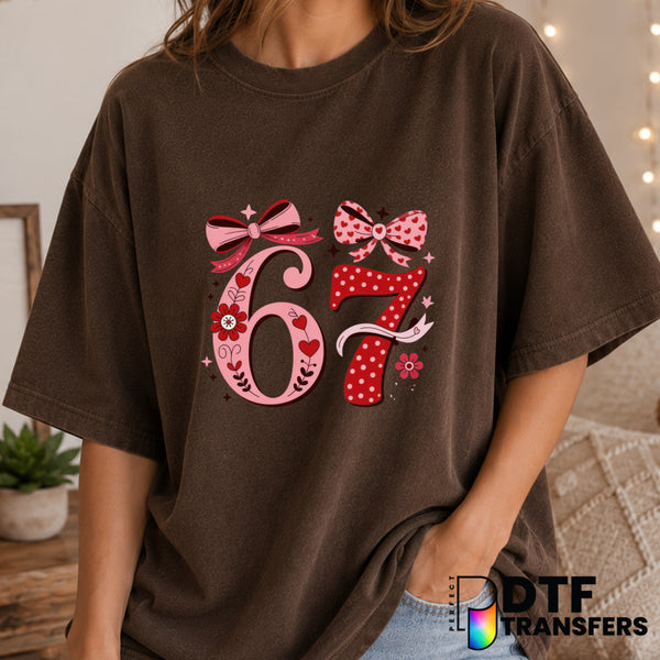 Funny 67 Coquette Floral – Valentine's Day DTF Transfer (view 2 of 2) – by Perfect DTF Transfers – Premade DTF Transfers –...