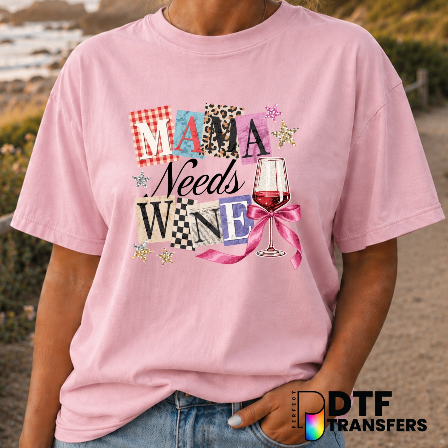 Funny Mama Needs Wine – Mother's Day DTF Transfer (view 2 of 2) – by Perfect DTF Transfers – Premade DTF Transfers – Mothe...