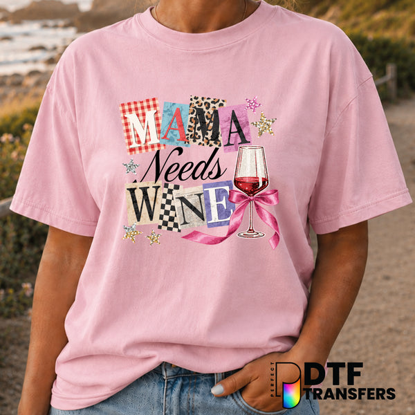 Funny Mama Needs Wine – Mother's Day DTF Transfer (view 2 of 2) – by Perfect DTF Transfers – Premade DTF Transfers – Mothe...
