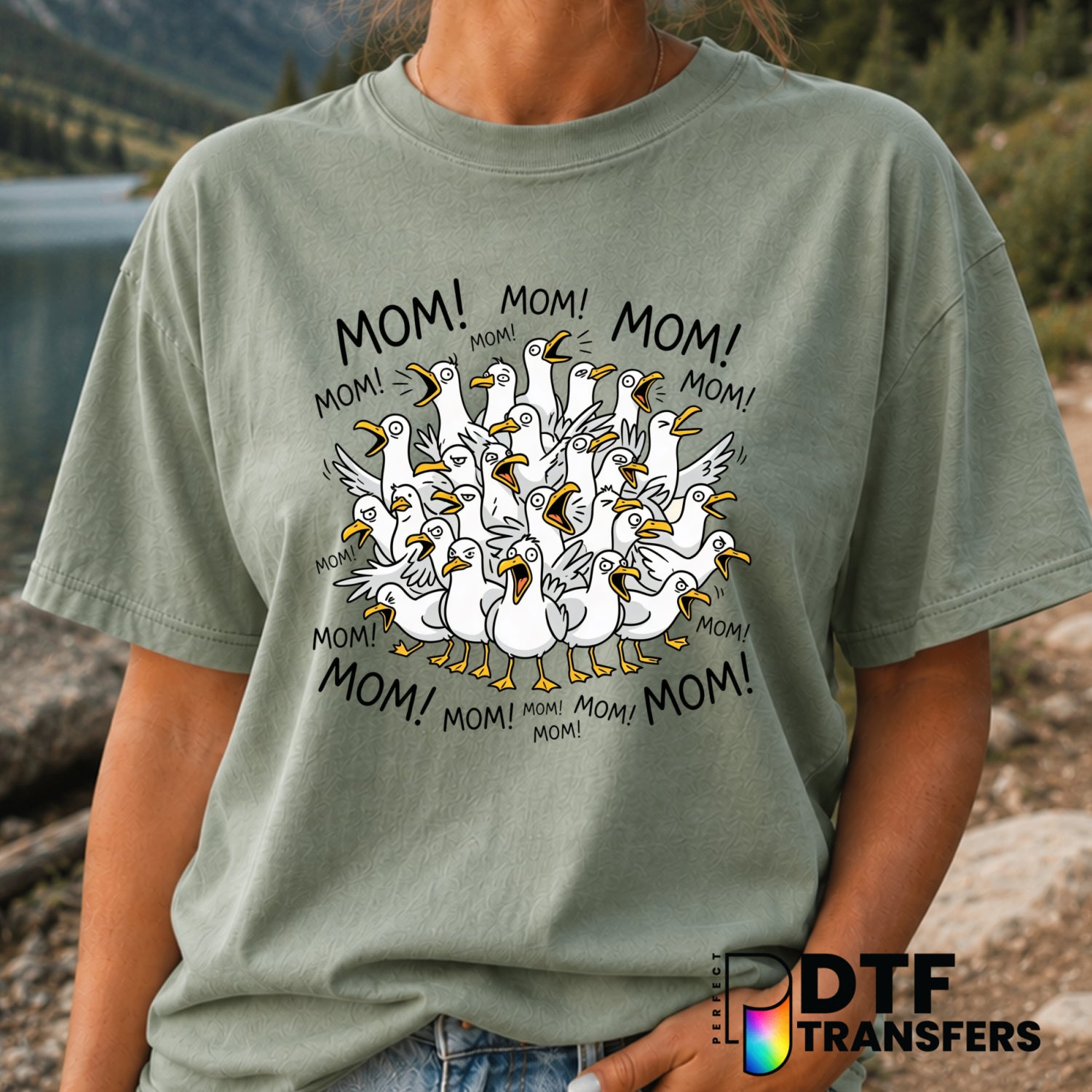Funny MOM Seagulls – Mother's Day DTF Transfer (view 2 of 2) – by Perfect DTF Transfers – Premade DTF Transfers – Mother's...