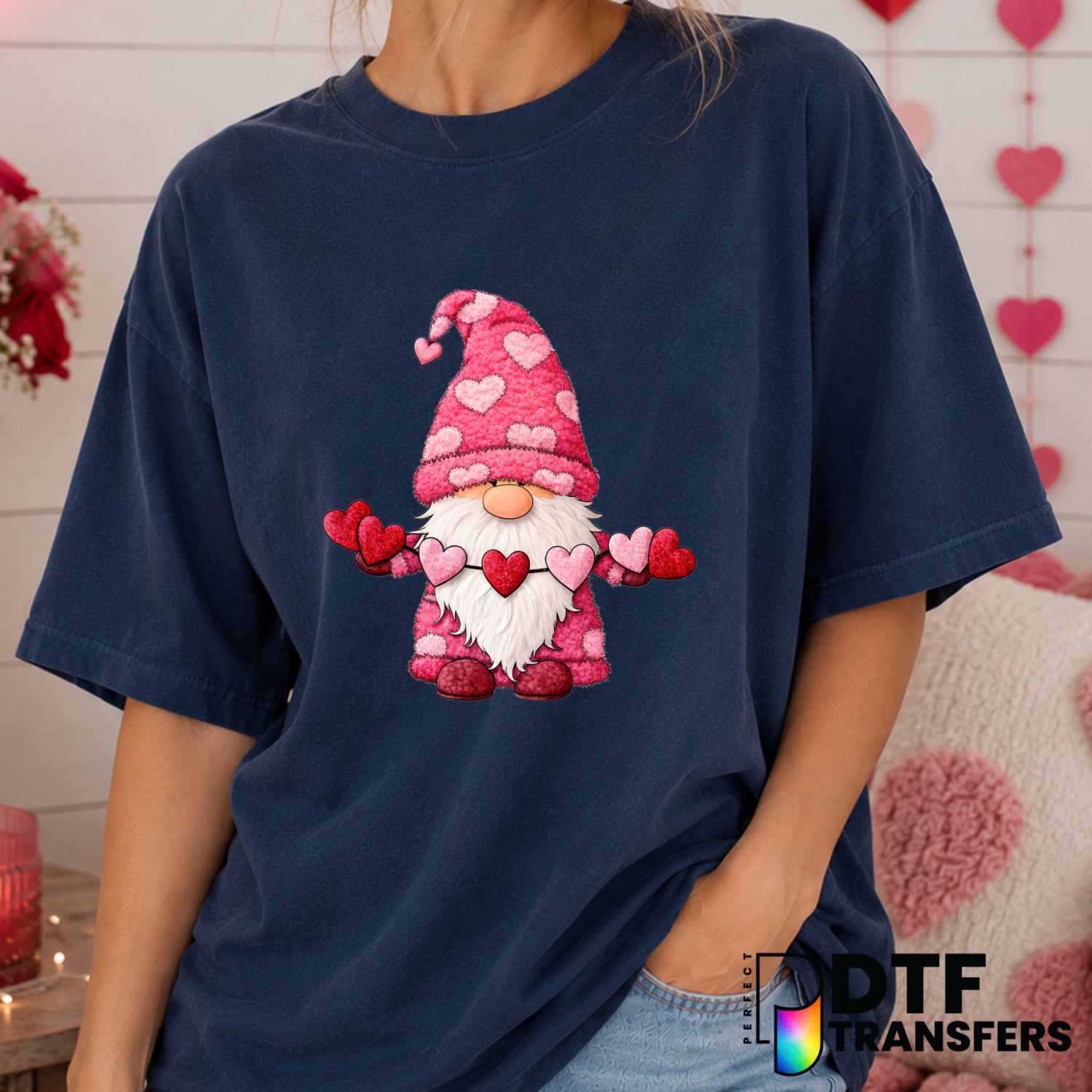 Fuzzy Heart Gnome – Valentine's Day DTF Transfer (view 2 of 2) – by Perfect DTF Transfers – Premade DTF Transfers – Valent...