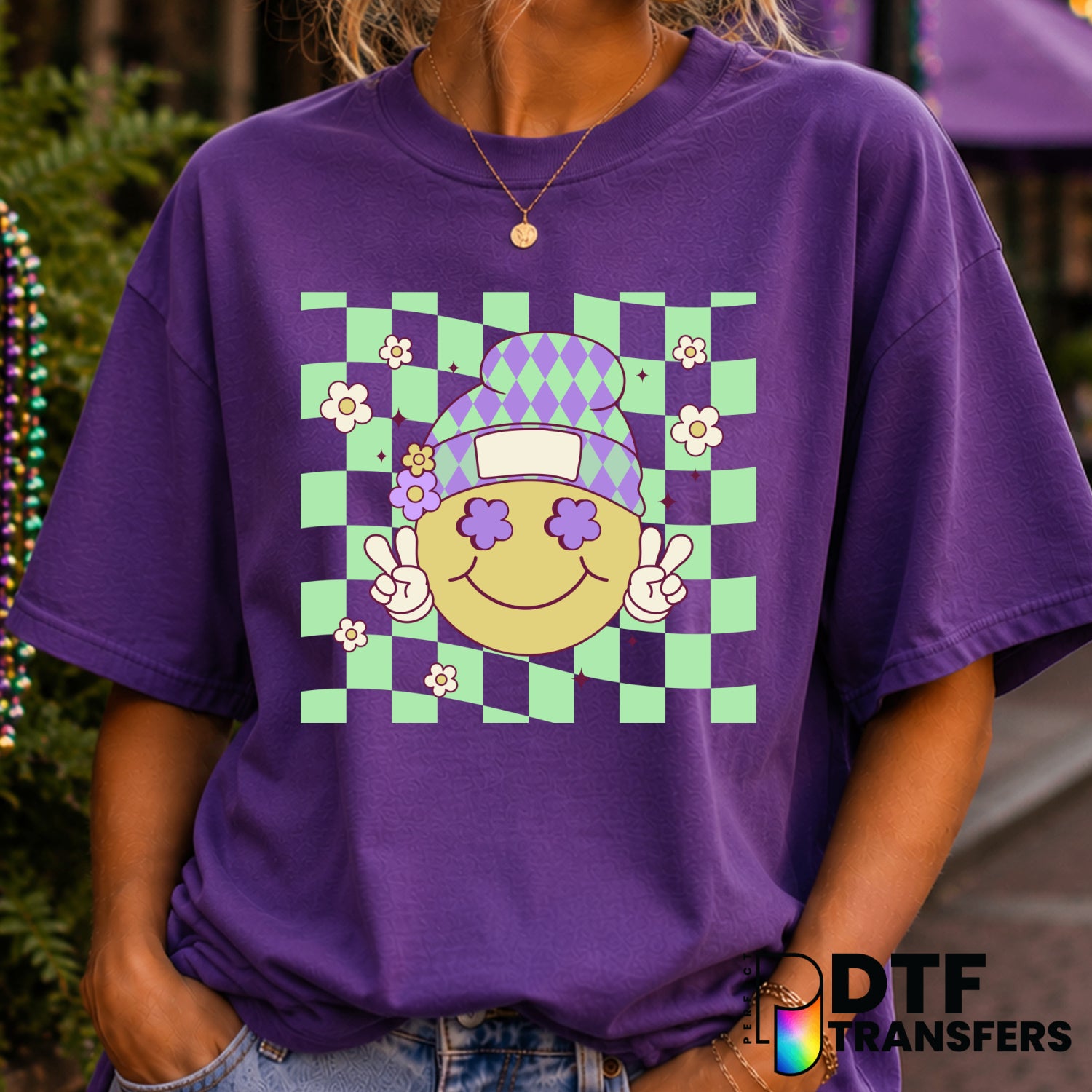 "GET DOWN WITH THE GOOD TIMES" – Mardi Gras DTF Transfer (view 2 of 2) – by Perfect DTF Transfers – Premade DTF Transfers...