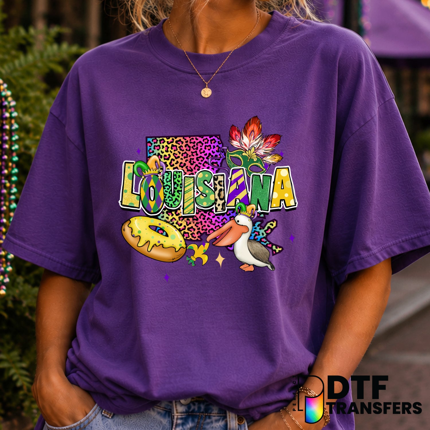 GET YOUR BEADS – Mardi Gras DTF Transfer (view 1 of 2) – by Perfect DTF Transfers – Premade DTF Transfers – Mardi Gras, Fe...
