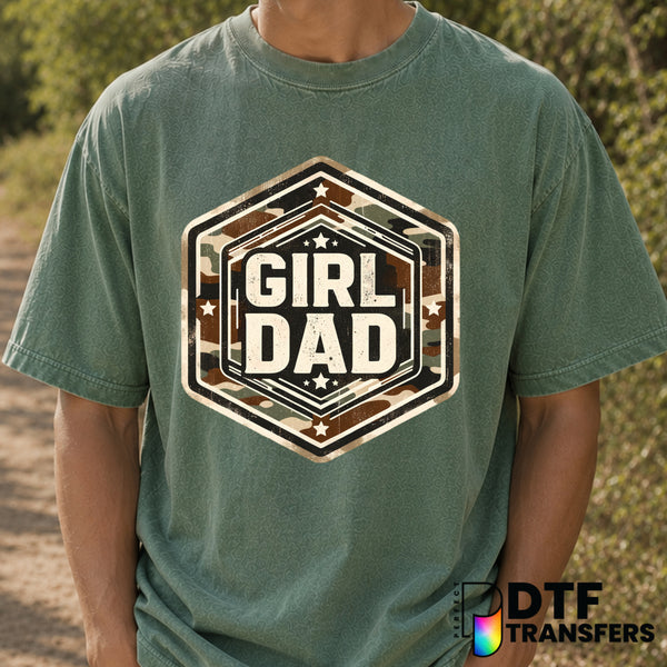 GIRL DAD Camo – Father's Day DTF Transfer (view 1 of 2) – by Perfect DTF Transfers – Premade DTF Transfers – Father's Day,...