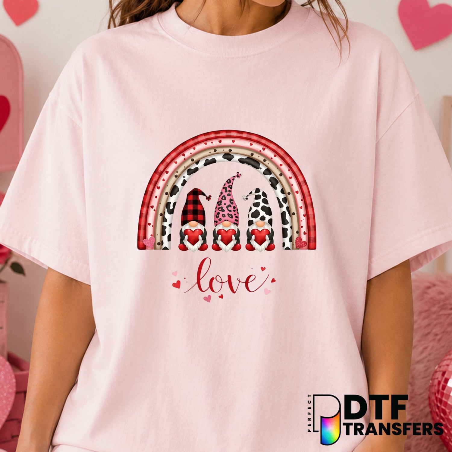 Gnome LOVE Valentine's Day – DTF Transfer (view 2 of 2) – by Perfect DTF Transfers – Premade DTF Transfers – Valentine's D...