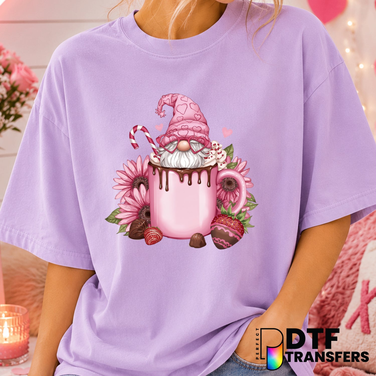 Gnome Sweet Gnome – Valentine's Day DTF Transfer (view 2 of 2) – by Perfect DTF Transfers – Premade DTF Transfers – Valent...