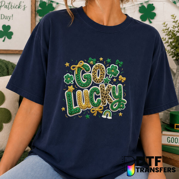 Go Lucky St. Patrick's Day DTF Transfer (view 2 of 2) – by Perfect DTF Transfers – Premade DTF Transfers – St. Patrick's D...
