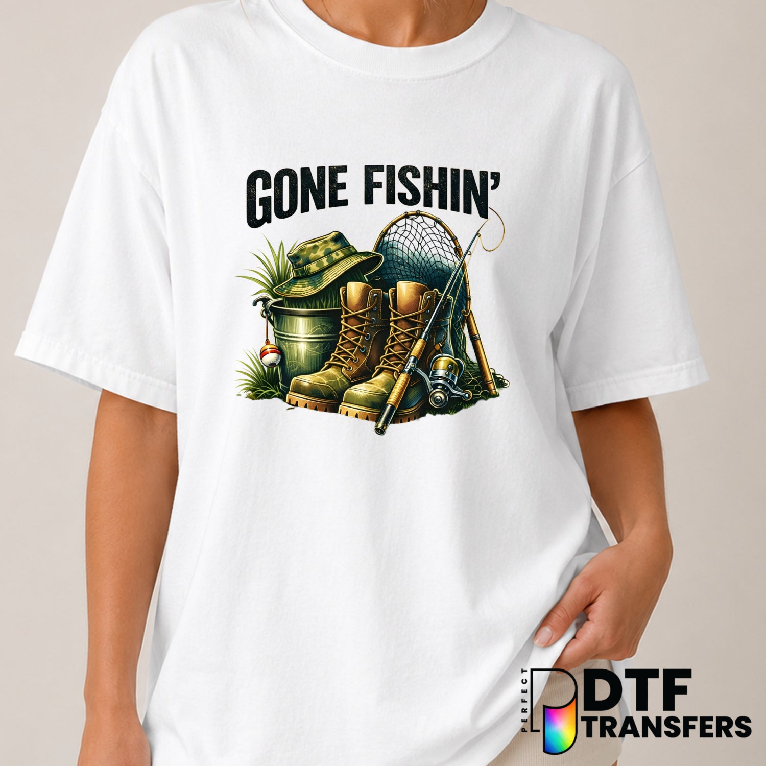 Gone Fishin' – Fishing DTF Transfer (view 1 of 2) – by Perfect DTF Transfers – Premade DTF Transfers – Fishing, Outdoor