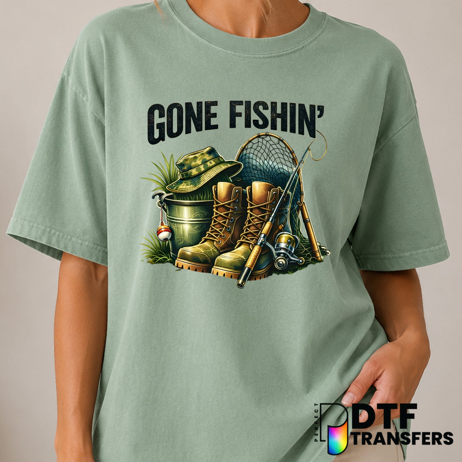 Gone Fishin' – Fishing DTF Transfer (view 2 of 2) – by Perfect DTF Transfers – Premade DTF Transfers – Fishing, Outdoor