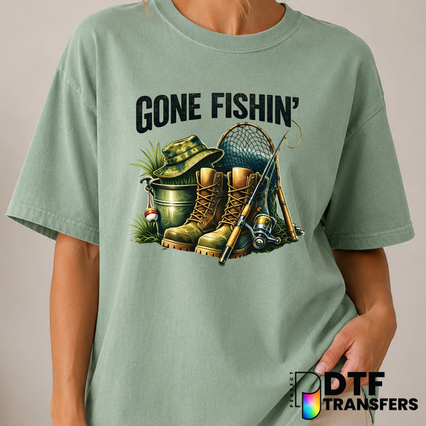 Gone Fishin' – Fishing DTF Transfer (view 2 of 2) – by Perfect DTF Transfers – Premade DTF Transfers – Fishing, Outdoor