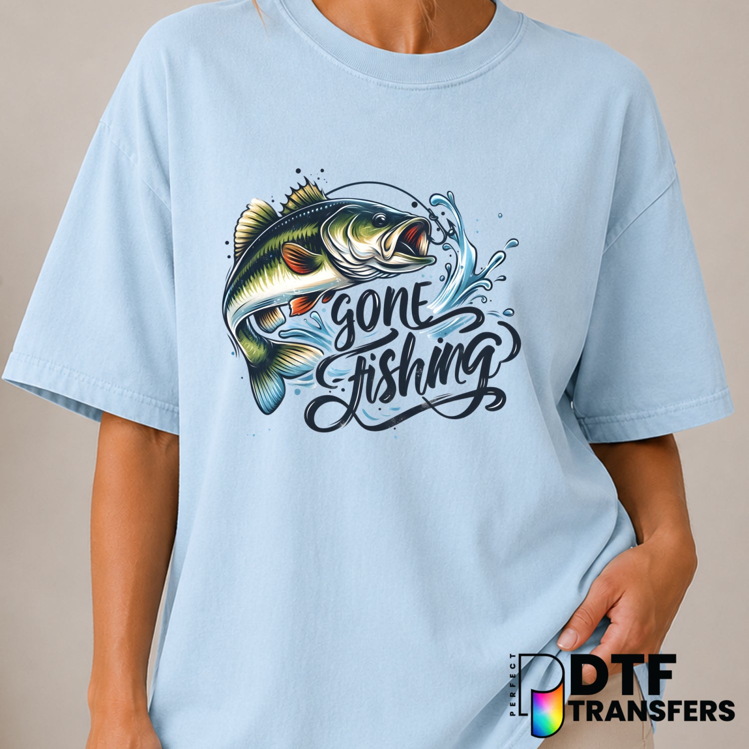 Gone Fishing Bass Fishing – DTF Transfer (view 1 of 2) – by Perfect DTF Transfers – Premade DTF Transfers – Fishing, Outdoor