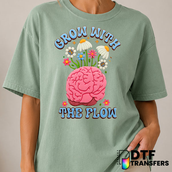 GROW WITH THE FLOW – Mental Health Awareness DTF Transfer (view 2 of 2) – by Perfect DTF Transfers – Premade DTF Transfers...