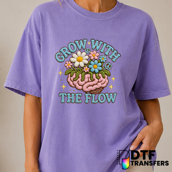 Grow With The Flow – Mental Health Awareness DTF Transfer (view 2 of 2) – by Perfect DTF Transfers – Premade DTF Transfers...
